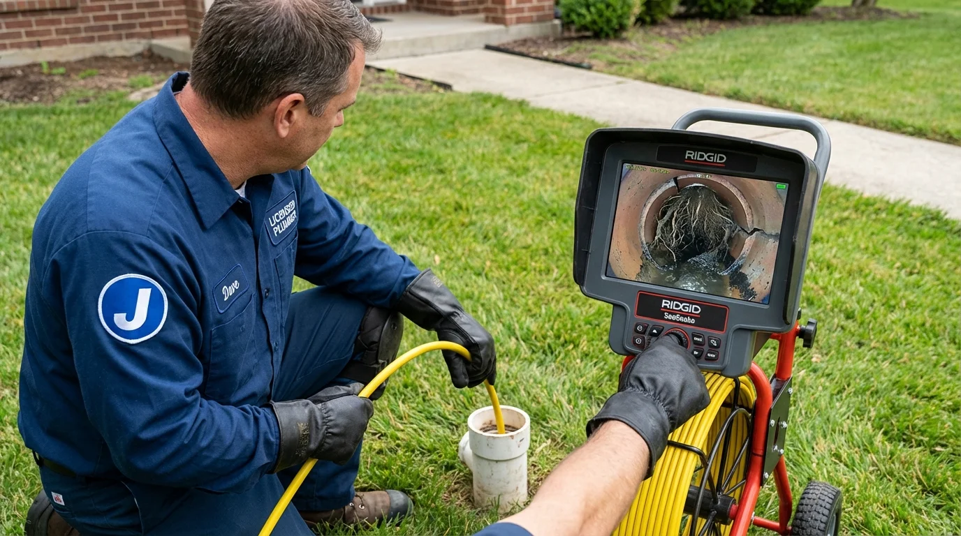 Sewer camera inspection being performed by Johns Plumbing LLC in Ryegate