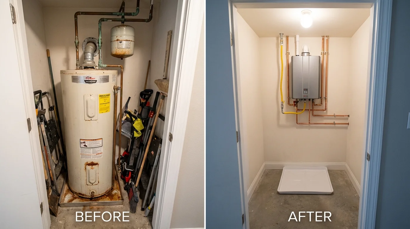 Tank water heater versus wall-mounted tankless unit comparison for Ryegate, MT homeowners